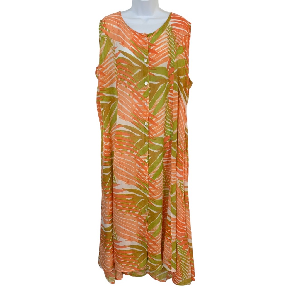 CW CLASSICS Sheer Button Front Vintage Maxi Dress Sz 2X